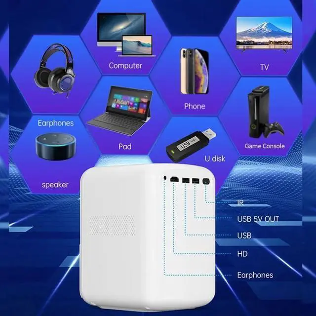 Alt view image 7 of 7 - Portable LCD LED Projector Home Theater Mirroring 130ANSI Lumens iN iN 3.5mm Audio