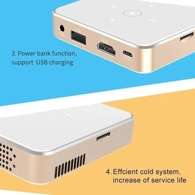 Alt view image 4 of 6 - Mini Projector DLP Portable Home Theater 1080P 4K Supported Android Screenless TV for Mobile Phone Smartphone