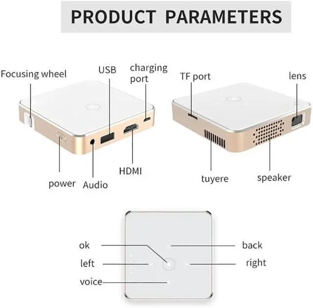 Alt view image 6 of 6 - Mini Projector DLP Portable Home Theater 1080P 4K Supported Android Screenless TV for Mobile Phone Smartphone