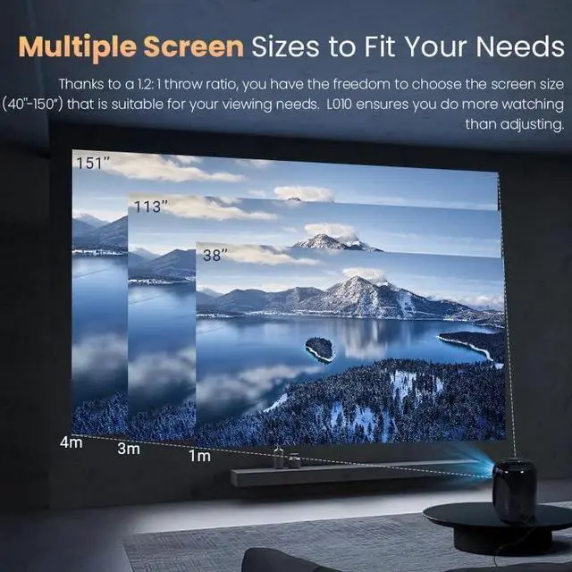 Alt view image 5 of 6 - Smart Projector 200ANSI 4K 1080p Android Support 2.4G&5G Home Cinema Outdoor Portable Proyector