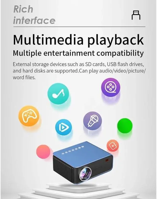 Alt view image 4 of 6 - Mini Projector Support 4K 1080P LCD Proyector Portable Home Theater Smart Video Beamer Equipment