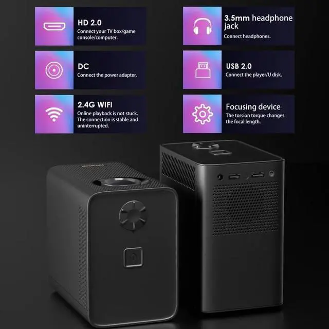 Alt view image 3 of 5 - 1080P Android Projetor 400 Ansi Lumens Portable Projector Smart TV Home Beamer LED