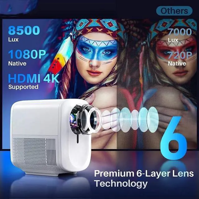 Alt view image 6 of 6 - Projector Android LCD LED 4K Video Home Theater Cinema 1080P Projectors for Smartphone