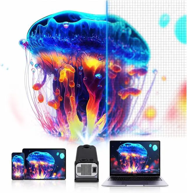 Alt view image 5 of 6 - Mini Projector Android 11 Projector 1280x720dpi WiFi Bluetooth for Movie Home Outdoor