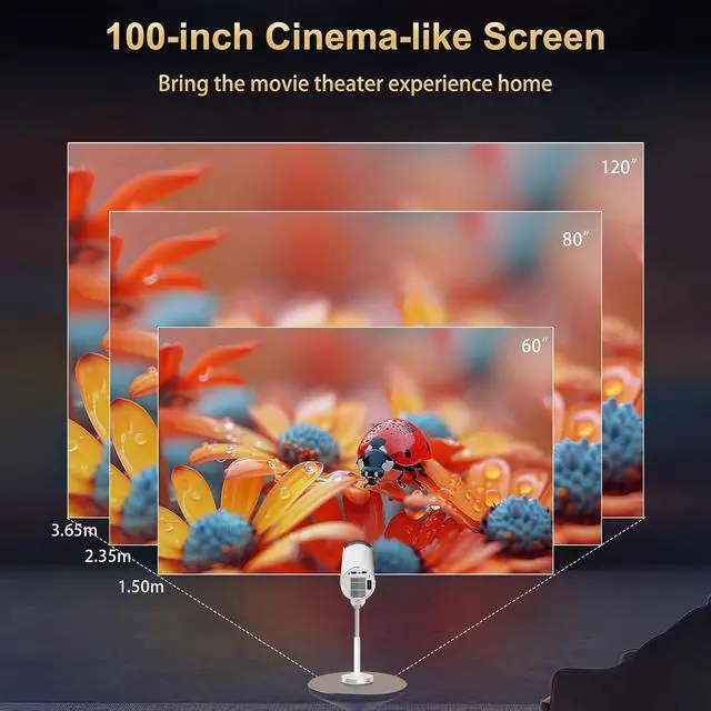 Alt view image 7 of 7 - Mini Projector Portable WiFi 13 System 180 Rotatable Movie Projector 720P Display Screen 4K Decoding Auto Keystone Correction Support TV Box White (US Plug)
