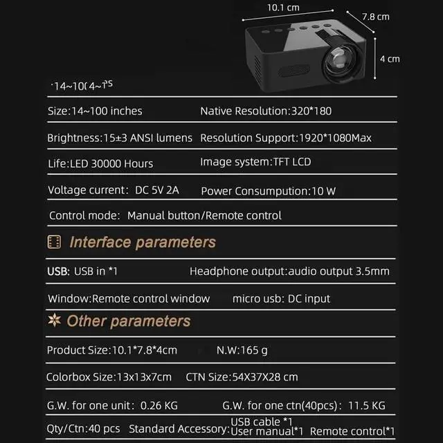 Alt view image 6 of 6 - Smart Portable Outdoor Projector 1080P Office Home Theater Movie Same Screen