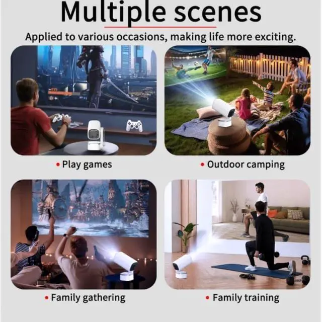 Alt view image 4 of 6 - Projector for Home Bedroom Wall Projection Screen Outdoor Camping Portable