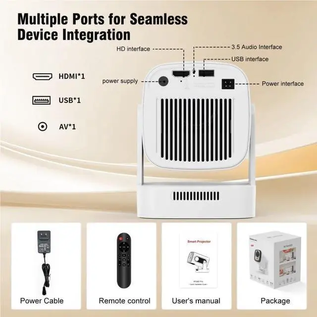 Alt view image 7 of 7 - Smart Projector with 1080p Auto Focusing Multi Functional Short Throw Projection Capabilities