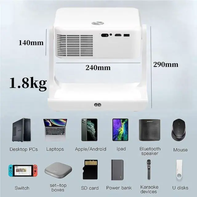 Alt view image 6 of 6 - Projector Home Use Automatic Portable Smart Outdoor Available