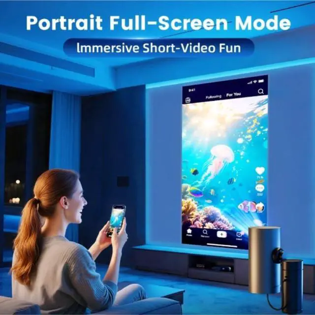 Alt view image 2 of 6 - Projector Q8 Ultra Home Outdoor Portable Wall Wireless