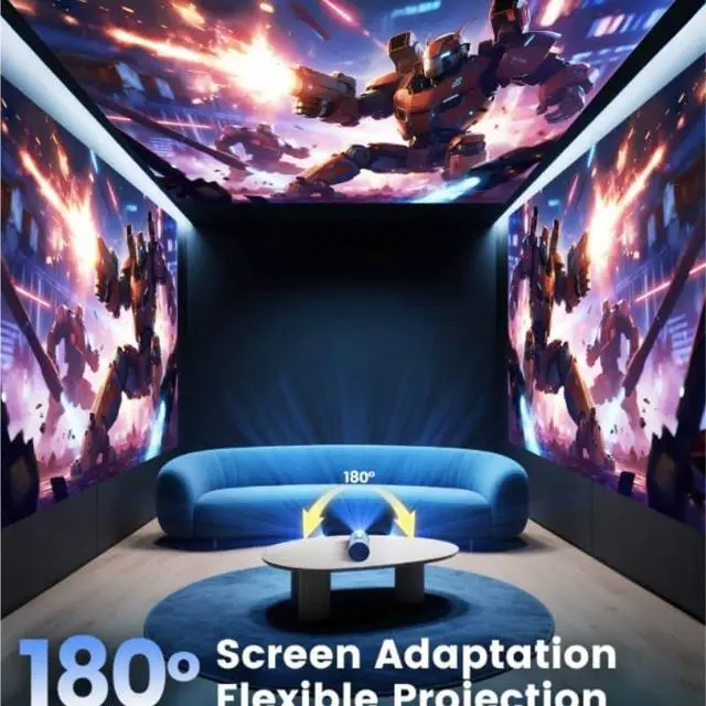 Alt view image 3 of 6 - Projector Q8 Ultra Home Outdoor Portable Wall Wireless