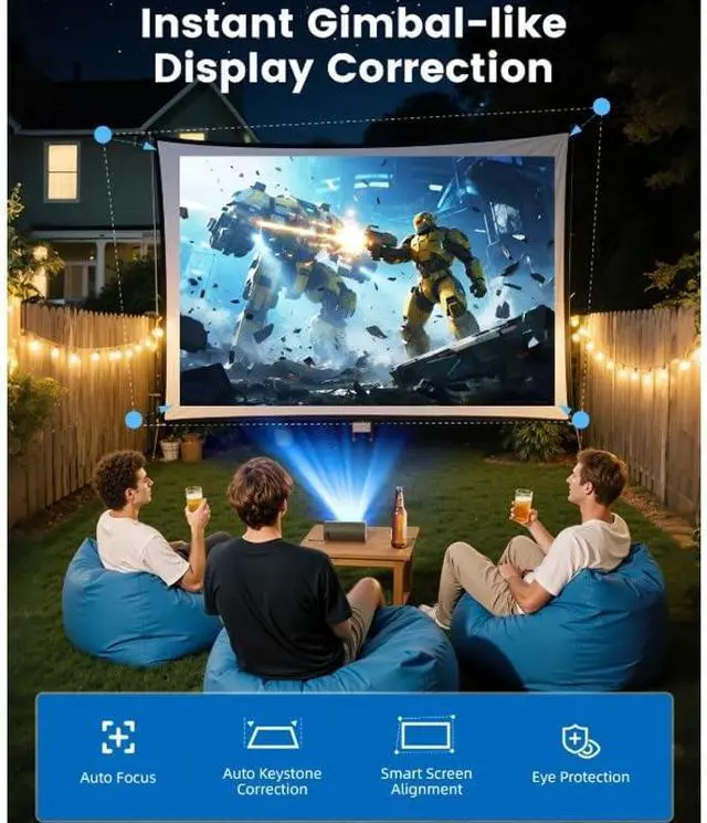 Alt view image 4 of 6 - Projector Q8 Ultra Home Outdoor Portable Wall Wireless