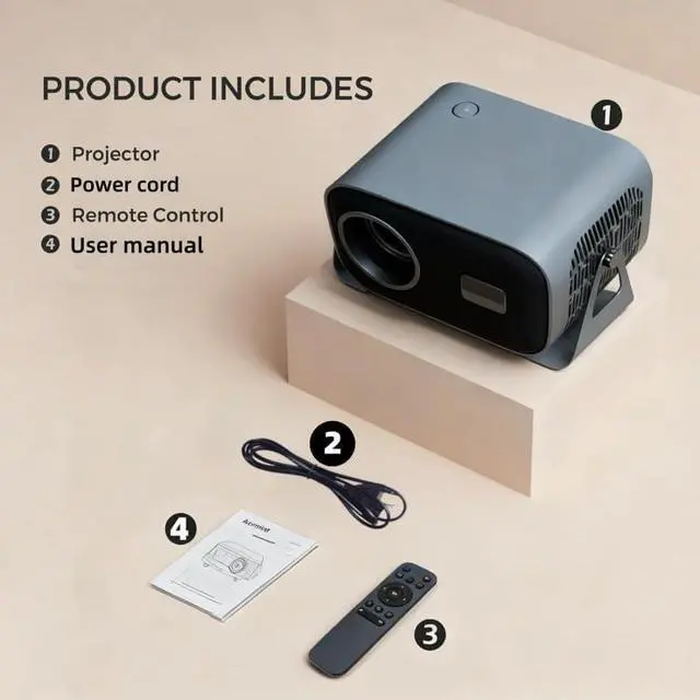 Alt view image 2 of 6 - Projector for Home Use 4K High Definition WiFi Enabled Smart Cinema Portable