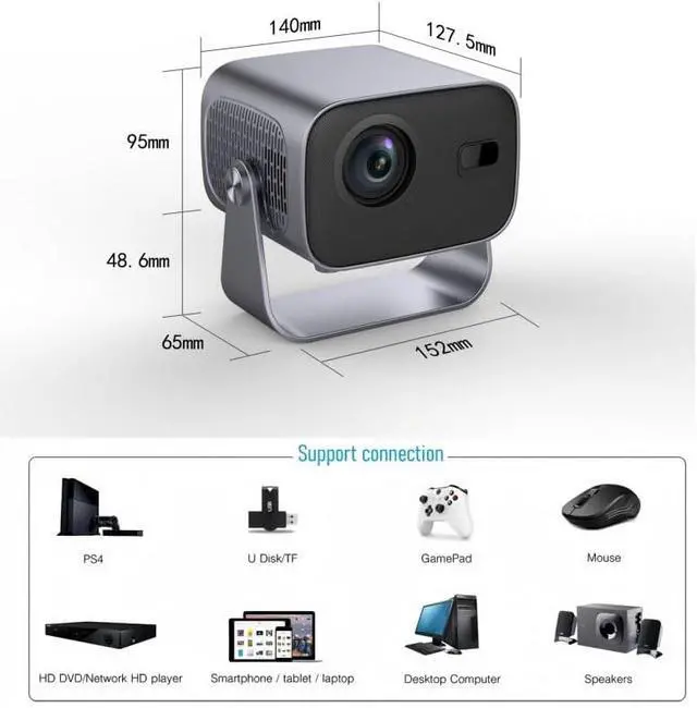 Alt view image 3 of 6 - Projector for Home Use 4K High Definition WiFi Enabled Smart Cinema Portable