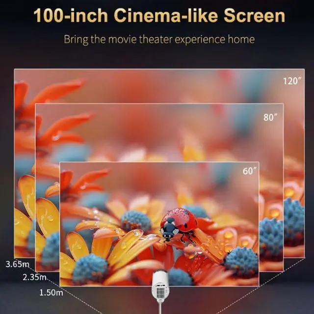 Alt view image 4 of 6 - Projector Wall Mounted Tube for Bedrooms Home Dormitories
