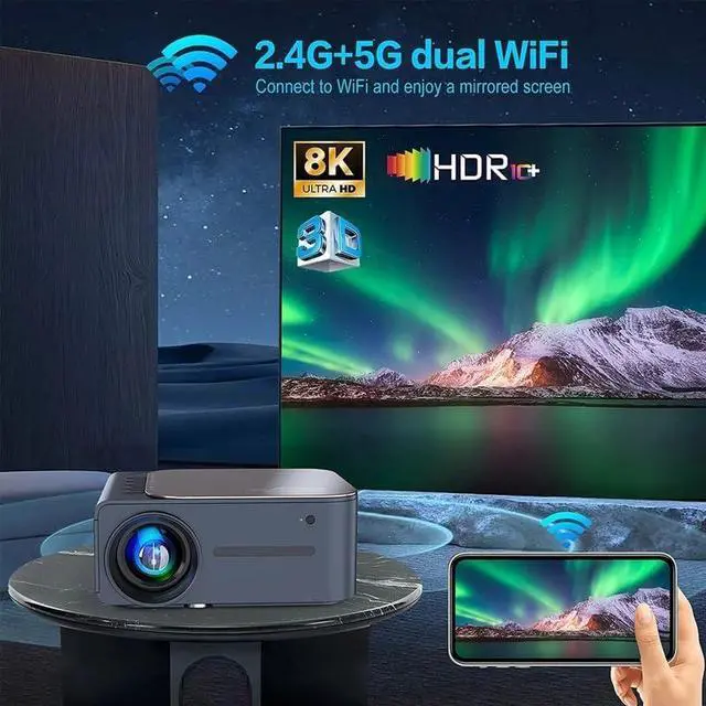 Alt view image 4 of 5 - Home Projector Living Room Smart Screen Projector1080P LED Video Theater Projectors for 5G