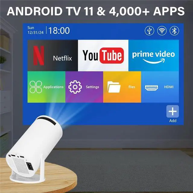 Alt view image 2 of 5 - Portable Mini Projector, 290 ANSI,720P, Dual WiFi , BT & Remote Control