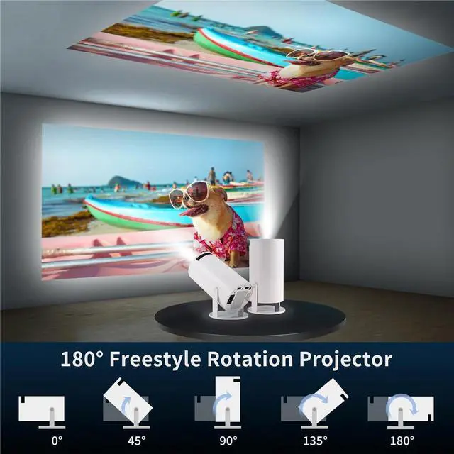 Alt view image 4 of 5 - Portable Mini Projector, 290 ANSI,720P, Dual WiFi , BT & Remote Control