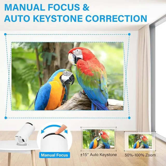 Alt view image 5 of 5 - Portable Mini Projector, 290 ANSI,720P, Dual WiFi , BT & Remote Control