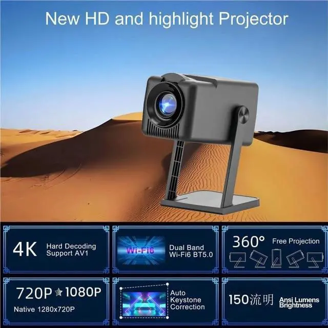 Alt view image 6 of 7 - Projector Smart Home Portable High Definition