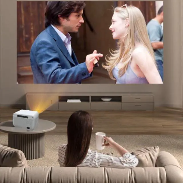 Alt view image 2 of 5 - Projector Electric Focusing 1080P Home Office Bedroom Wall Projection for Family 4K