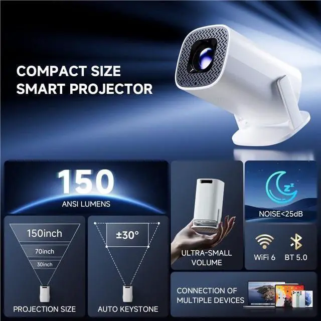 Alt view image 4 of 5 - Smart Projector High Definition Home Use Portable Outdoor Model