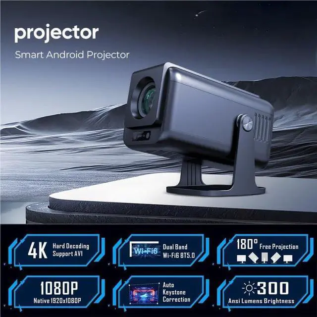 Alt view image 5 of 5 - High Definition Portable 1080P Multi Screen Home Bedroom Outdoor Projector
