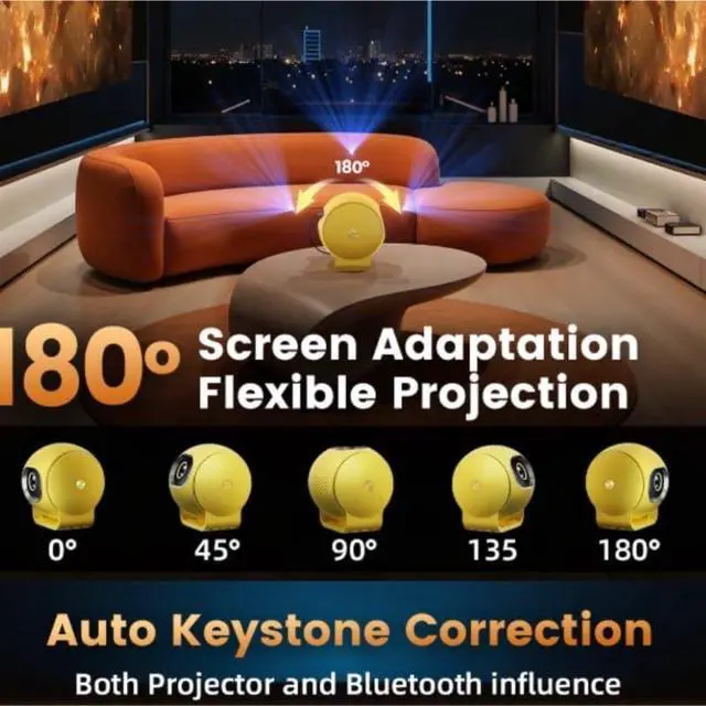 Alt view image 3 of 6 - Projector 1080P 4K Home Outdoor Portable Short