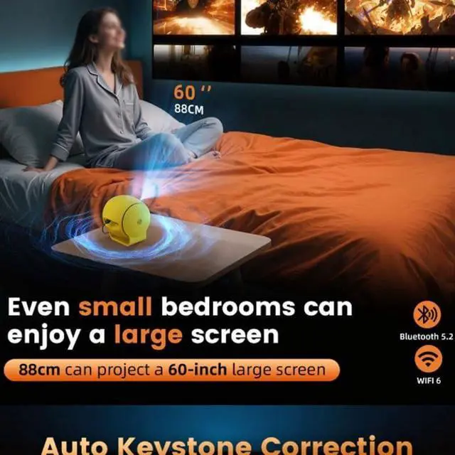 Alt view image 2 of 6 - Projector 1080P 4K Home Outdoor Portable Short