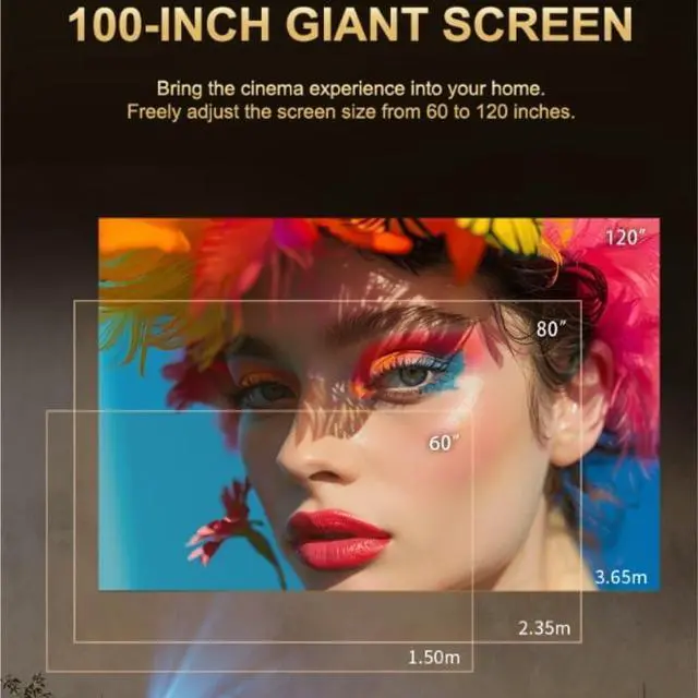 Alt view image 2 of 7 - Projector Screen Projection High Definition Portable 1080P
