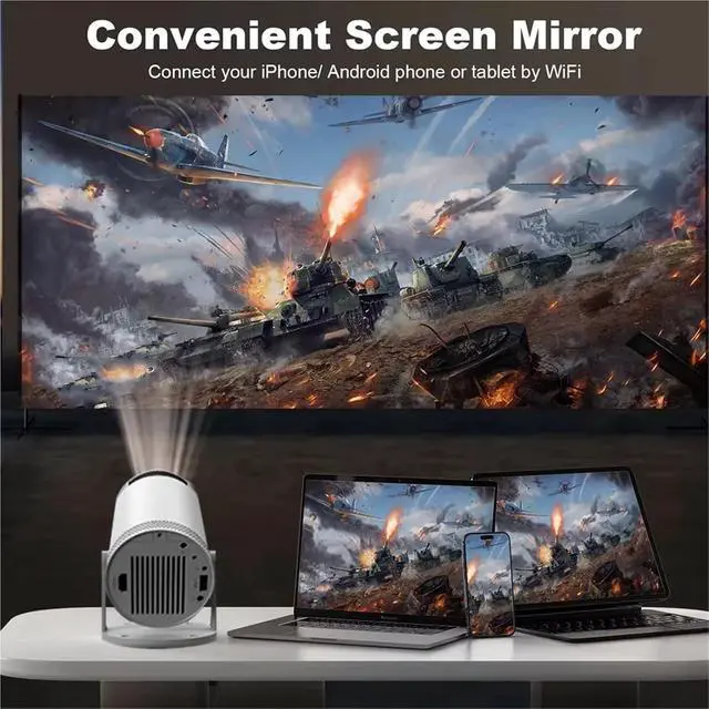 Alt view image 5 of 6 - Mini Projector, Home Projector 4K 1280*720P HDMI 180°flexible BT5.0 Video Cinema Outdoor Portable ,Indoor & Outdoor Use