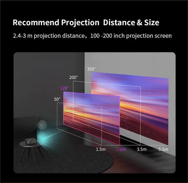 Alt view image 6 of 6 - Mini Projector, 1080P Projector WiFi LED Full HD 4K Video Proyector Home Theater Movie Cinema Beamer ,Indoor & Outdoor Use