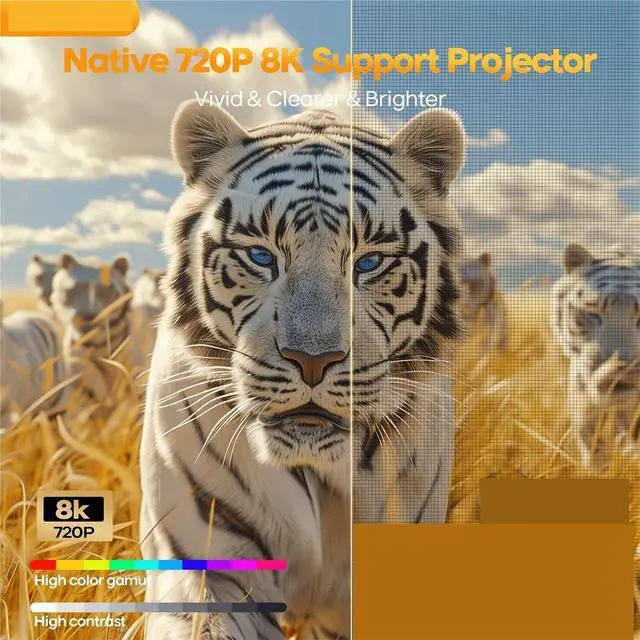 Alt view image 3 of 4 - Mini Projector, Auto 4K Projector 400ANSI 8K Native 720P HY300 Max With Wifi6 BT5.4 Portable Outdoor ,Indoor & Outdoor Use