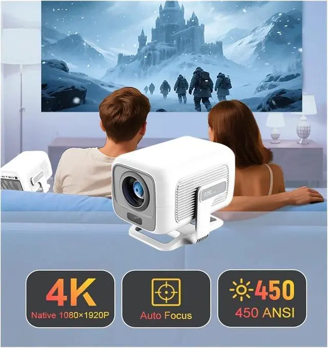 Alt view image 5 of 6 - Mini Projector, 4K 1080P LED Projector Auto WIFI6 BT5.4 Portable Home Theater ,Indoor & Outdoor Use