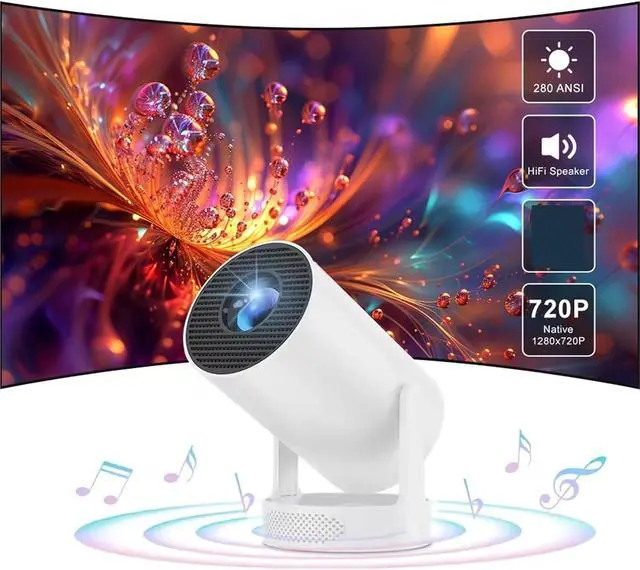 Alt view image 3 of 5 - Mini Projector, Portable Projector 4K 720P WiFi BT Auto Vertical Keystone 5W Speaker Mini Proyector Movie Outdoor ,Indoor & Outdoor Use
