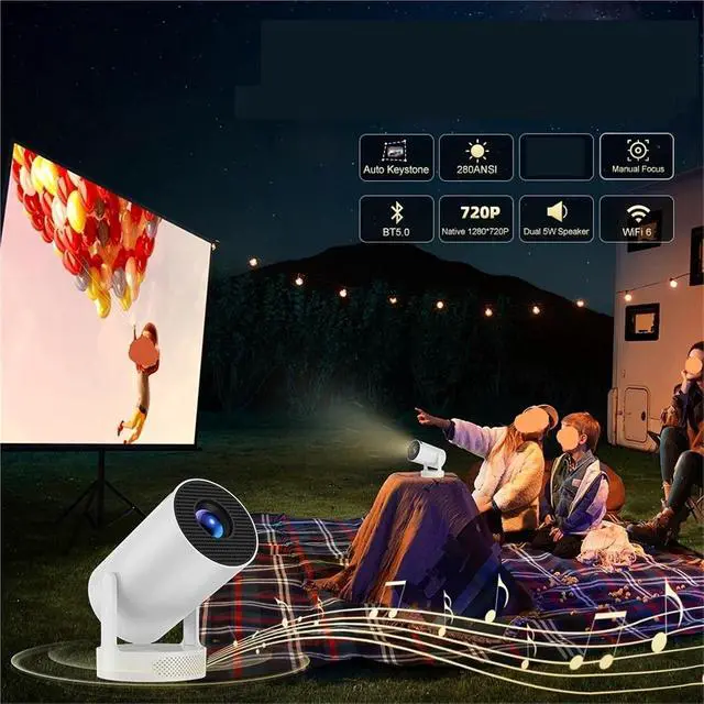 Alt view image 4 of 5 - Mini Projector, Portable Projector 4K 720P WiFi BT Auto Vertical Keystone 5W Speaker Mini Proyector Movie Outdoor ,Indoor & Outdoor Use