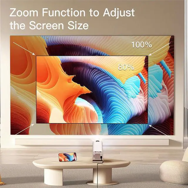 Alt view image 3 of 4 - Mini Projector, Smart Projector MINI Portable Home Cinema WiFi6 400ANSI BT5.0 Remote Control Projection 1080P ,Indoor & Outdoor Use