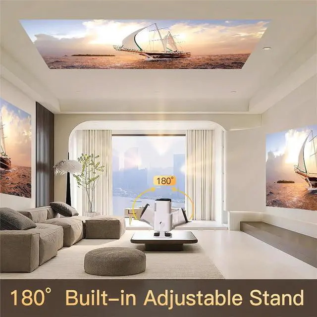 Alt view image 4 of 4 - Mini Projector, Smart Projector MINI Portable Home Cinema WiFi6 400ANSI BT5.0 Remote Control Projection 1080P ,Indoor & Outdoor Use