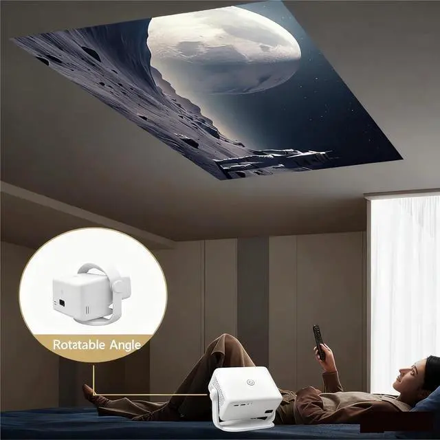 Alt view image 2 of 4 - Mini Projector, 4K Supported Smart Projector Auto & Keystone For Home Movie ,Indoor & Outdoor Use