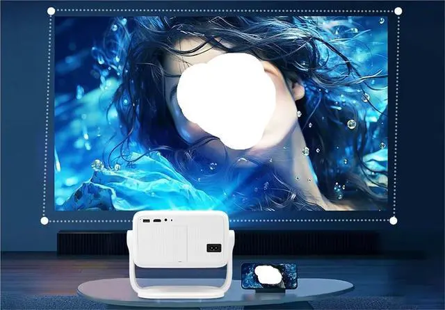 Alt view image 4 of 4 - Mini Projector, 4K Supported Smart Projector Auto & Keystone For Home Movie ,Indoor & Outdoor Use