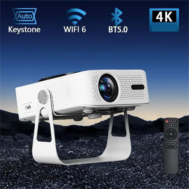 Alt view image 2 of 6 - Mini Projector, 4K 1200ANSI Portable Projector, 1080P Fully Electric Automatic Correct, WIFI6 360° Home Theater ,Indoor & Outdoor Use