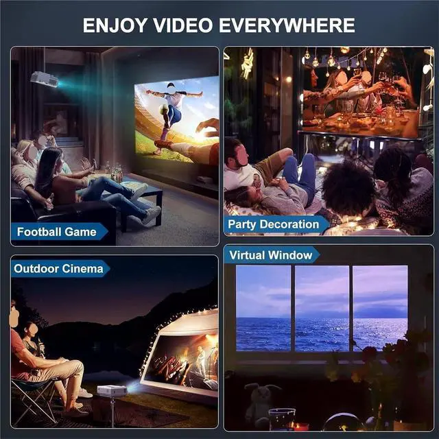 Alt view image 6 of 6 - Mini Projector, Projector, 4K 1080P Wireless Portable , HDMI & USB, Home Theater ,Indoor & Outdoor Use