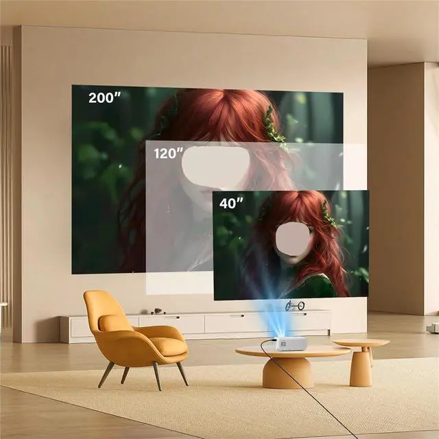 Alt view image 3 of 6 - Mini Projector, Projector, 4K 1080P Wireless Portable , HDMI & USB, Home Theater ,Indoor & Outdoor Use