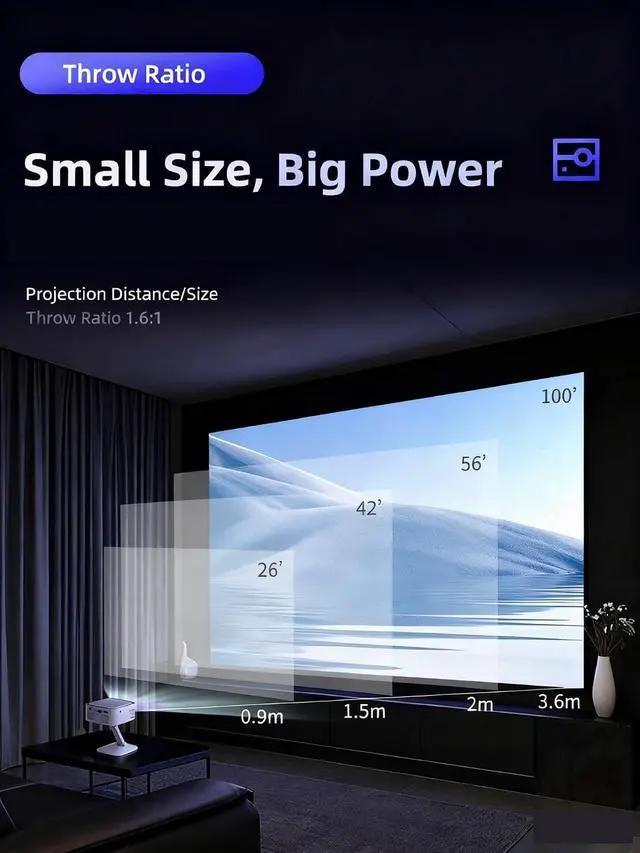 Alt view image 3 of 5 - Mini Projector, Projector 40000 Lumens Full HD 1080P 4K Support WiFi 6 Home 3D Theater Outdoor for Movie Home Outdoor
