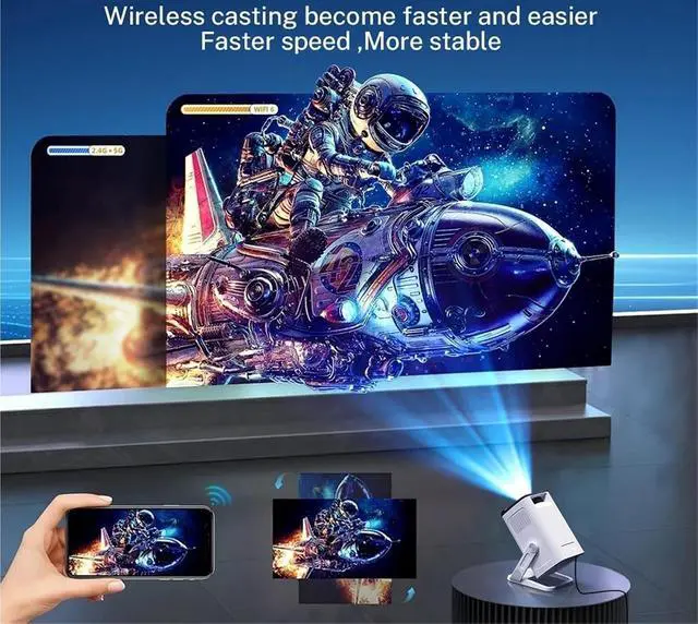 Alt view image 2 of 5 - Mini Projector, Mini Portable Projector 400ANSI WiFi6 BT5.4 Auto Support Full HD 4K Home Outdoor ,Indoor & Outdoor Use