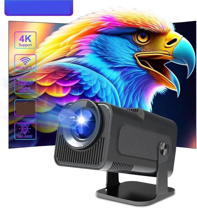 Alt view image 2 of 7 - Mini Projector, 4K Projector Native 1080P 390ANSI HY320 Dual Wifi6 BT5.0 1920*1080P Cinema Portable Projetor ,Indoor & Outdoor Use