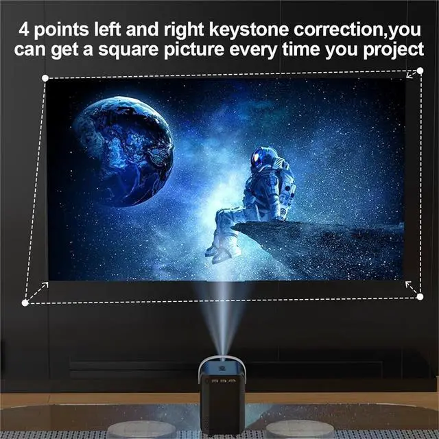 Alt view image 3 of 5 - Mini Projector, Smart Mini Projector Portable 4K With WIFI Bluetooth 1080P Home Movie Theater Beamer ,Indoor & Outdoor Use