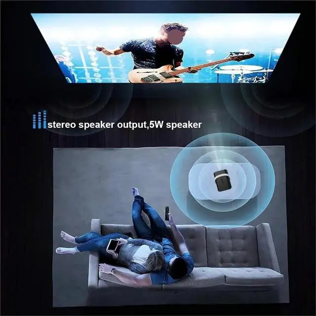 Alt view image 5 of 5 - Mini Projector, Smart Mini Projector Portable 4K With WIFI Bluetooth 1080P Home Movie Theater Beamer ,Indoor & Outdoor Use