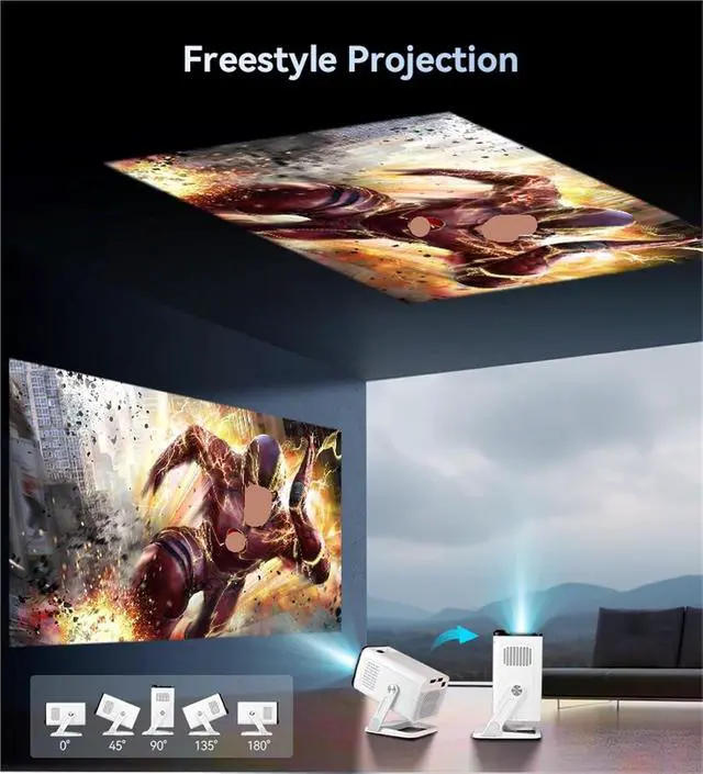 Alt view image 5 of 6 - Mini Projector, Projector For Movies Home Theater WIFI6 Portable Daylight HD LED Projetor ,Indoor & Outdoor Use