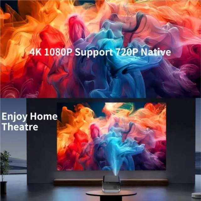 Alt view image 2 of 5 - Wireless Multi Screen Projector Home Bedroom High Definition 720P for Clear Picture Quality